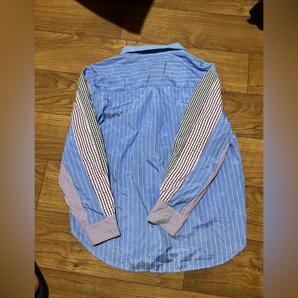 Incerun top shirt atasan oversize colorblock stripes colorful patchwork - Picture 3 of 4